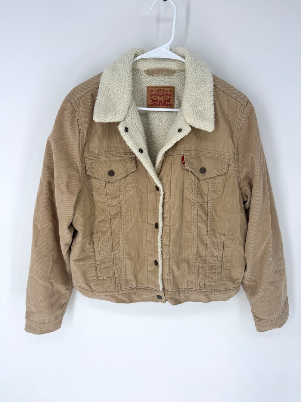 Levi's Tan Corduroy Jacket with Cream Sherpa Collar